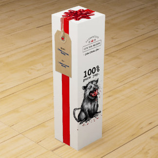 Edgy Christmas Trash Opossum Chewing Glass Bauble Wine Box