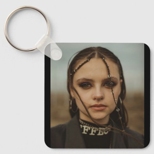 Edgy Cinematic Portrait Keychain - Bold Alternativ