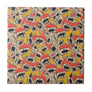 Edgy Comic Sharp Teeth Monster Ceramic Tile