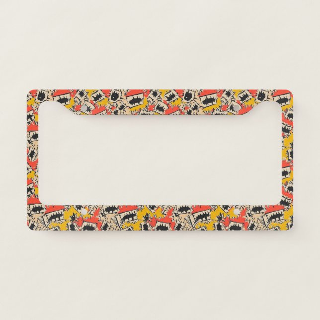 Edgy Comic Sharp Teeth Monster License Plate Frame (Front)