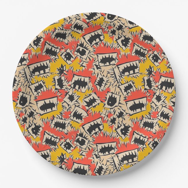 Edgy Comic Sharp Teeth Monster Paper Plates (Front)