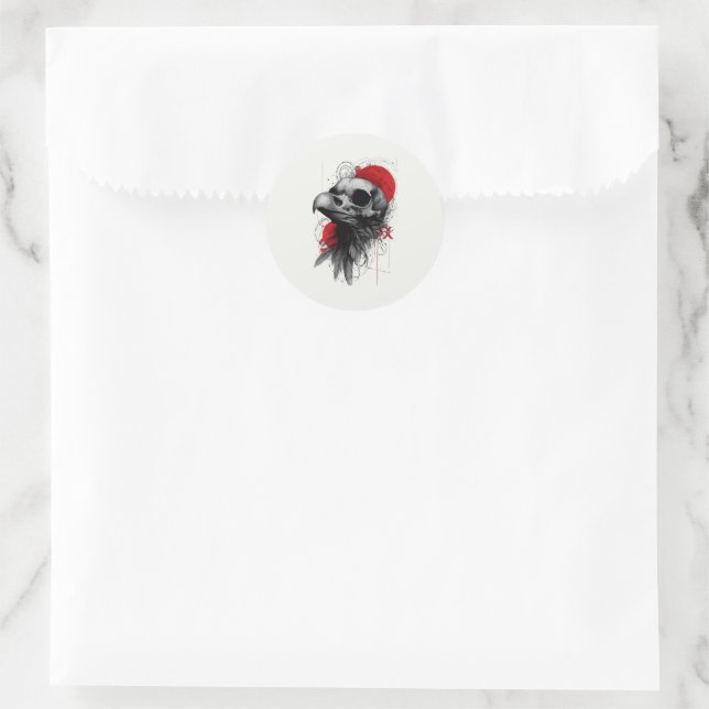 Edgy Crow Skull Gothic Grunge Sticker (Bag)