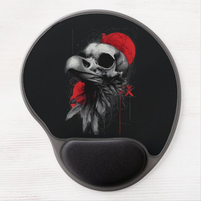 Edgy Crow Skull Gothic Grunge Street Art Mouse Pad (Front)