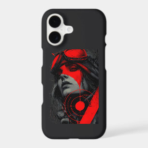 Edgy Cyberpunk Dystopian Girl Red Target iPhone 17 Case