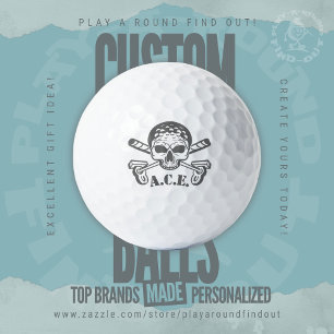 Edgy Dad Initials Skull Crossed Clubs Jolly Roger Golf Balls