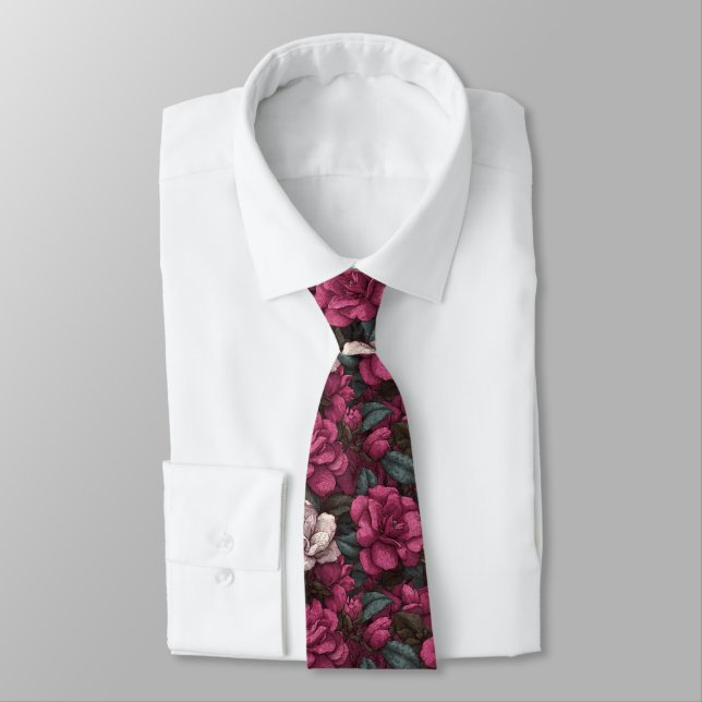 Edgy Dads Day Gifts Gardenias Floral Neck Tie (Tied)