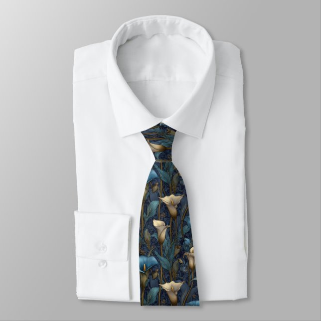 Edgy Dads Fathers Day Gifts Calla Lilies Floral Neck Tie (Tied)