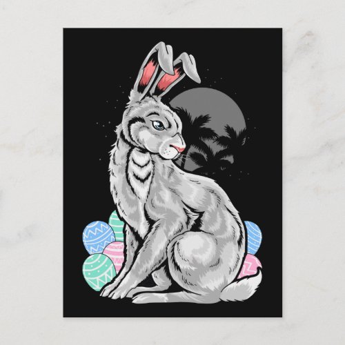 Edgy Easter Bunny Palm Trees Postcard