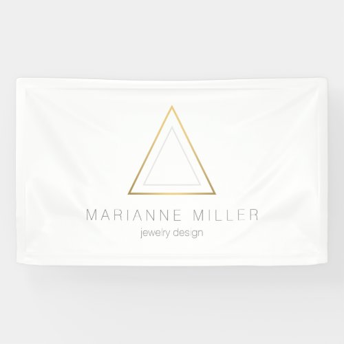 Edgy Faux Gold Triangle Logo on White Banner