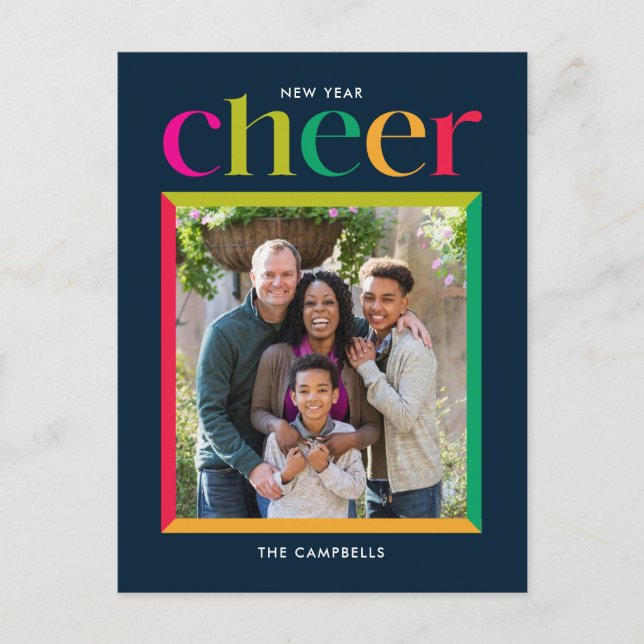 Edgy Frame Happy New Year Holiday Postcard (Front)