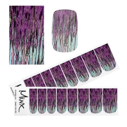 Edgy Fuschia and Pale Blue Abstract Minx Nail Art