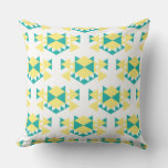Edgy Geo Teal and Yellow Triangles Cushion