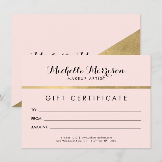 Edgy Geometric Faux Gold Foil and Pink Gift Card (Front/Back)