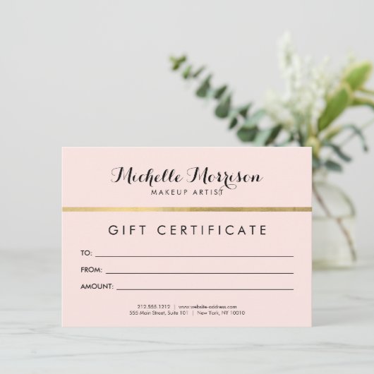 Edgy Geometric Faux Gold Foil and Pink Gift Card (Standing Front)