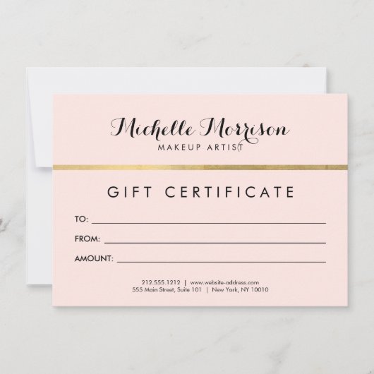 Edgy Geometric Faux Gold Foil and Pink Gift Card (Front)