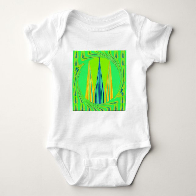 Edgy Geometrical Neon Design Baby Bodysuit (Front)