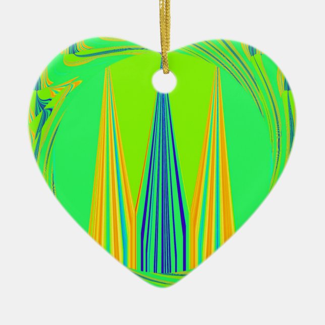 Edgy Geometrical Neon Design Ceramic Ornament (Front)