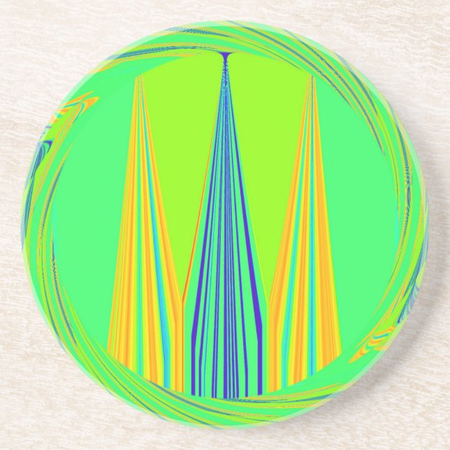 Edgy Geometrical Neon Design Drink Coaster (Front)