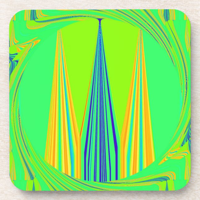 Edgy Geometrical Neon Design Drink Coaster (Front)