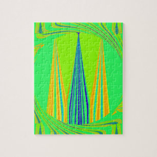 Edgy Geometrical Neon Design Jigsaw Puzzle