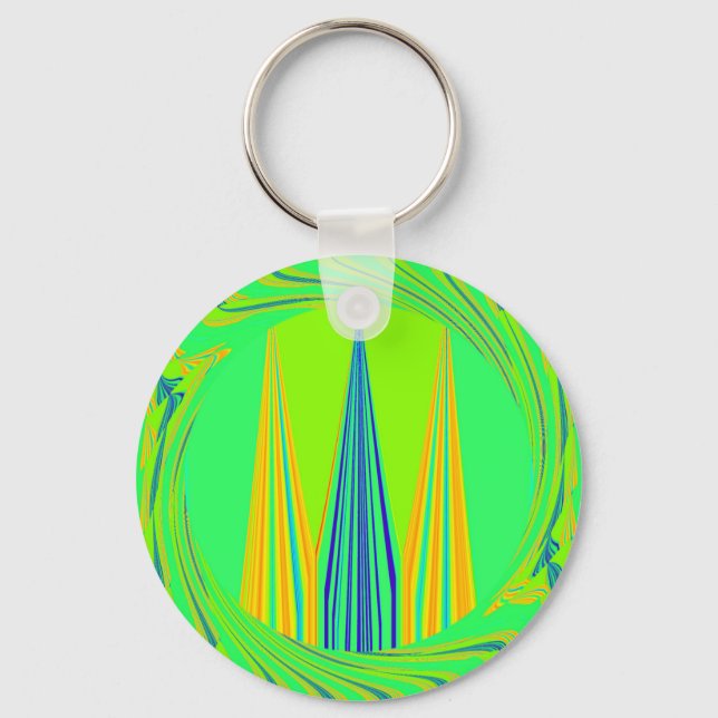 Edgy Geometrical Neon Design Keychain (Front)