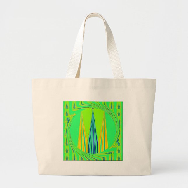 Edgy Geometrical Neon Design Large Tote Bag (Front)