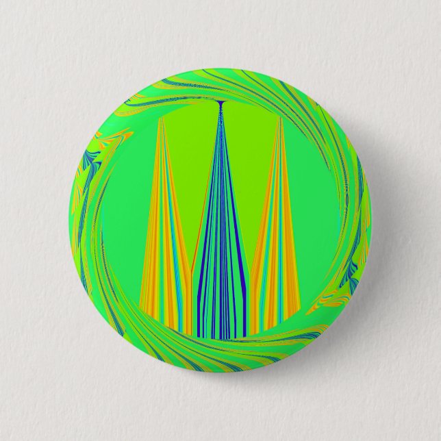 Edgy Geometrical Neon Design Pinback Button (Front)