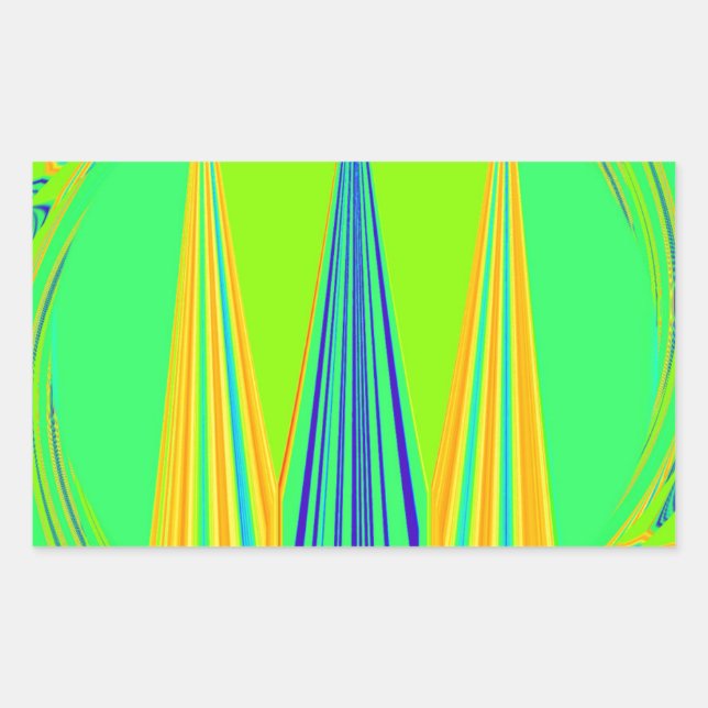Edgy Geometrical Neon Design Rectangular Sticker (Front)