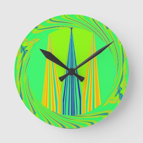 Edgy Geometrical Neon Design Round Clock