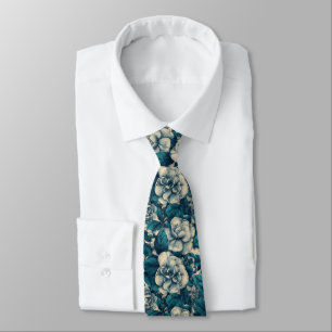 Edgy Gift  For Boyfriend Gardenias Flower Neck Tie