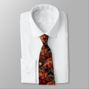 Edgy Gifts For Father Peonies Flower Neck Tie