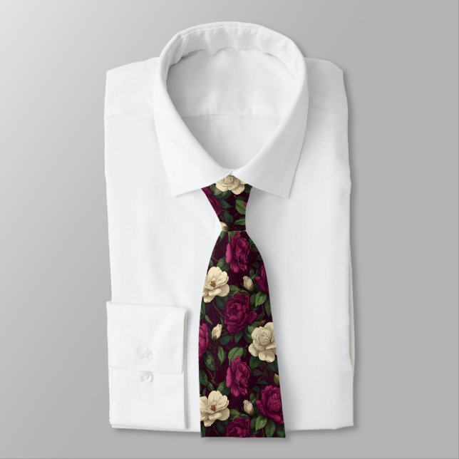 Edgy Gifts For Husband Gardenias Neck Tie (Tied)
