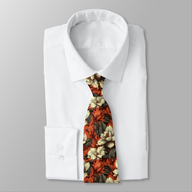Edgy Gifts For Men Gardenias Flower Neck Tie (Tied)
