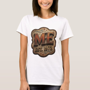 Edgy Gold ME EST 1973 Print T-Shirt
