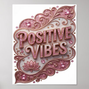 Edgy Gold POSITIVE VIBES Design Poster