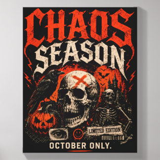 Edgy Gothic Chaos Season Skull Halloween Canvas Photo Tile