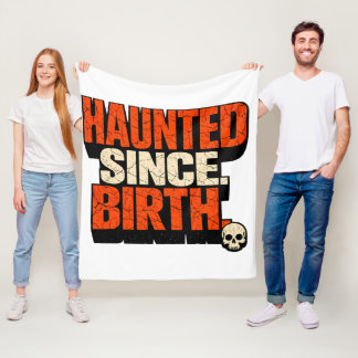Edgy Gothic Haunted Since Birth ADHD Skull Fleece Blanket