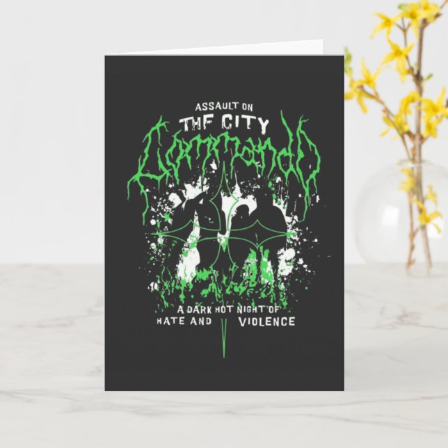 Edgy Gothic Horror Metal Art Greeting Card (Yellow Flower)