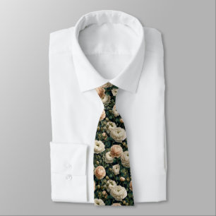 Edgy Groomsman Gift Ranunculus Flower Neck Tie
