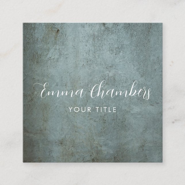 Edgy Grunge Ethereal Smoky Blue Gray Texture  Square Business Card (Front)