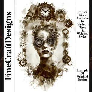 Edgy Grungy Gritty Steampunk Woman N2 Decoupage Tissue Paper