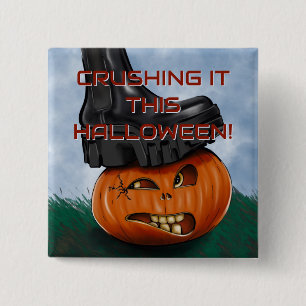 Edgy Halloween Crushing It Pumpkin Button