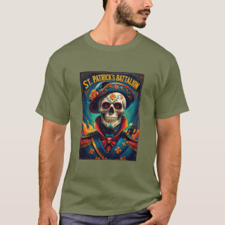 Edgy Historical St Patricks Battalion Skull Design T-Shirt