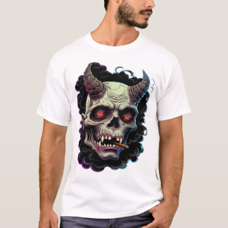 Edgy Horned Oni Monster Graphic T-Shirt