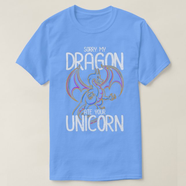 Edgy Joke Dragon Unicorn Retro Dragons T-Shirt (Design Front)