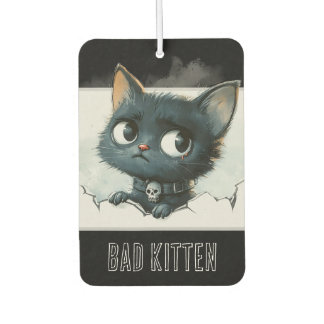 Edgy Kitten Illustration - "Bad Kitten" Text Air Freshener