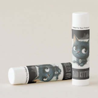 Edgy Kitten Illustration - "Bad Kitten" Text Lip Balm