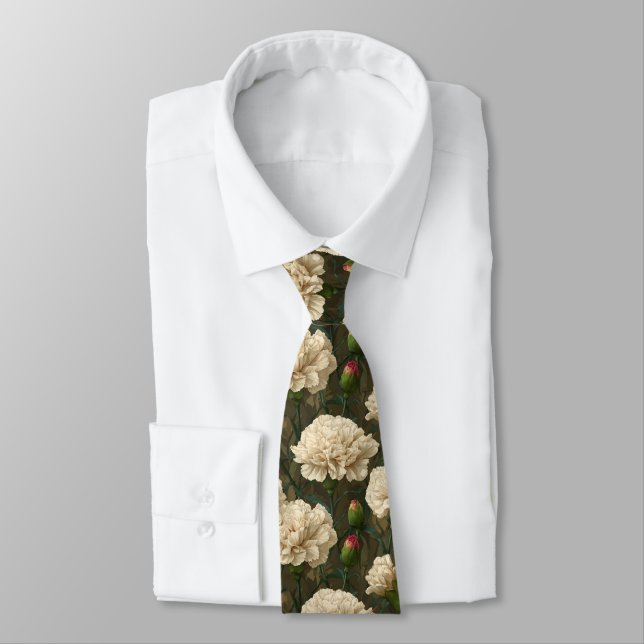 Edgy Mens Accessories Carnation Flower Neck Tie (Tied)