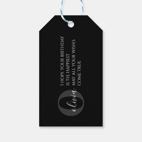 Edgy Minimalist Personalized Black and White Gift Tags