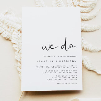 Edgy Modern Minimalist Simple We Do Wedding Invitation